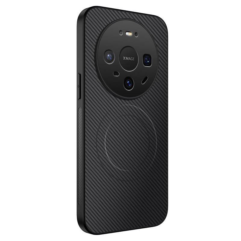 WANLONFENG For Huawei Mate 80 Pro / Huawei Mate 80 Magnetic Case  TQ Series Carbon Fiber Texture PC TPU Phone Cover - Black