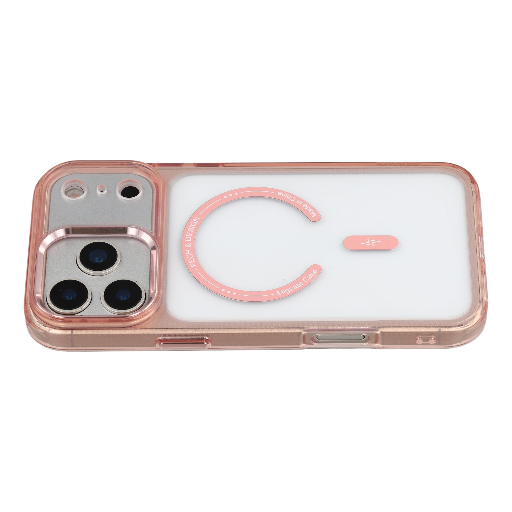 JAUCASE For iPhone 17 Pro Magnetic Case Shockproof TPU PC Phone Cover Compatible with MagSafe - Transparent Pink