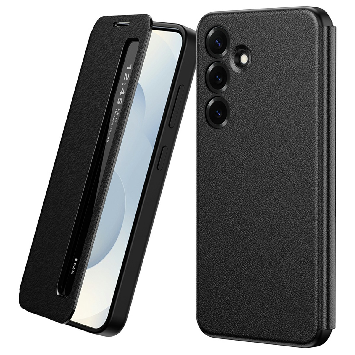 For Samsung Galaxy A16 4G / 5G Case Smart View Window Leather Phone Cover - Black