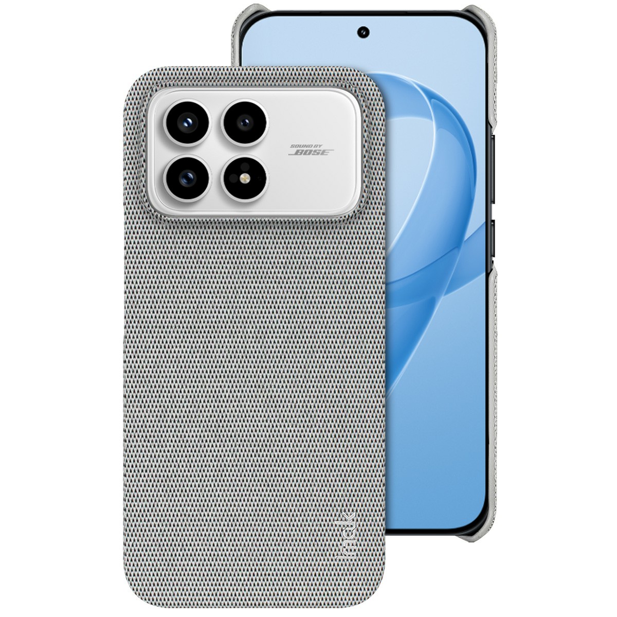 IMAK Ruiyi Series for Xiaomi Poco F8 Pro / Redmi K90 5G Case Fabric Texture Leather + PC Phone Back Cover - Light Grey