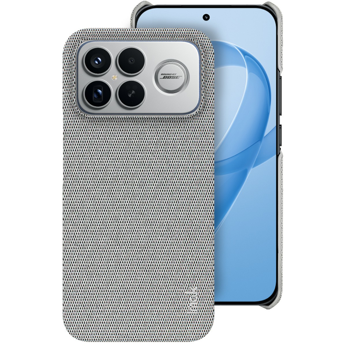 IMAK Ruiyi Series for Xiaomi Poco F8 Ultra / Redmi K90 Pro Max 5G Case Fabric Texture Leather + PC Phone Back Cover - Light Grey