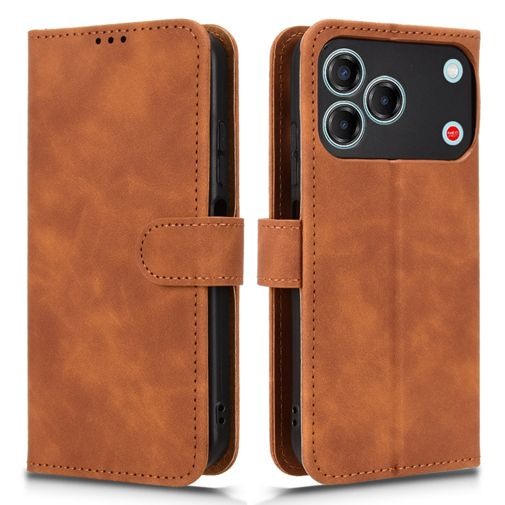 For ZTE Blade V80 Vita  /  V80 Design Leather Case Skin Feel Anti Drop Wallet Stand Flip Phone Cover - Brown