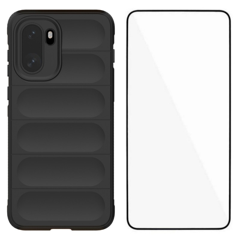 WANLONFENG For OnePlus Ace 6 5G / OnePlus Ace 6T 5G / OnePlus 15R 5G TPU Case  HD Series Anti Slip Phone Cover with Tempered Glass - Black