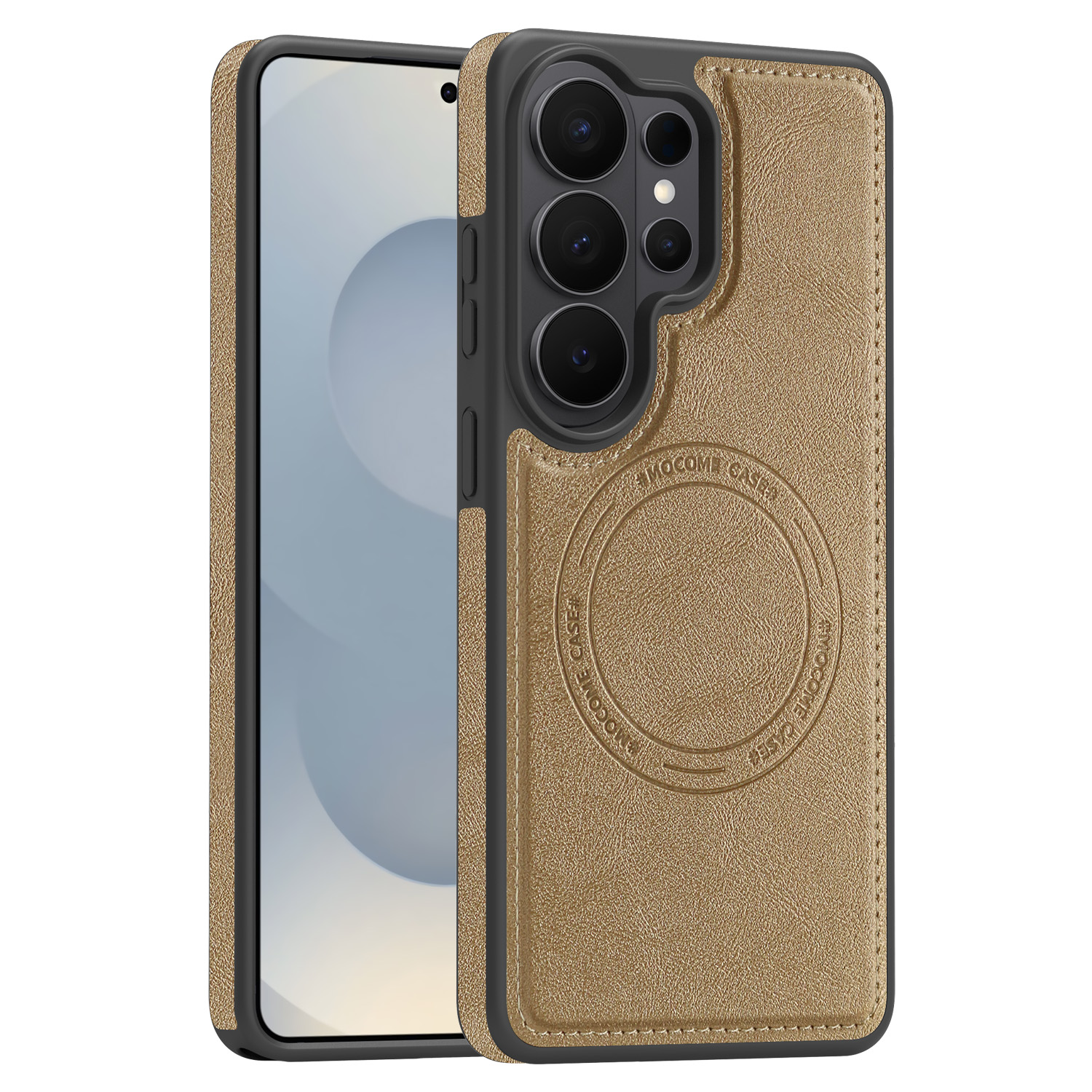 For Samsung Galaxy S26 Ultra Magnetic Case Leather Back Phone Cover - Desert Gold