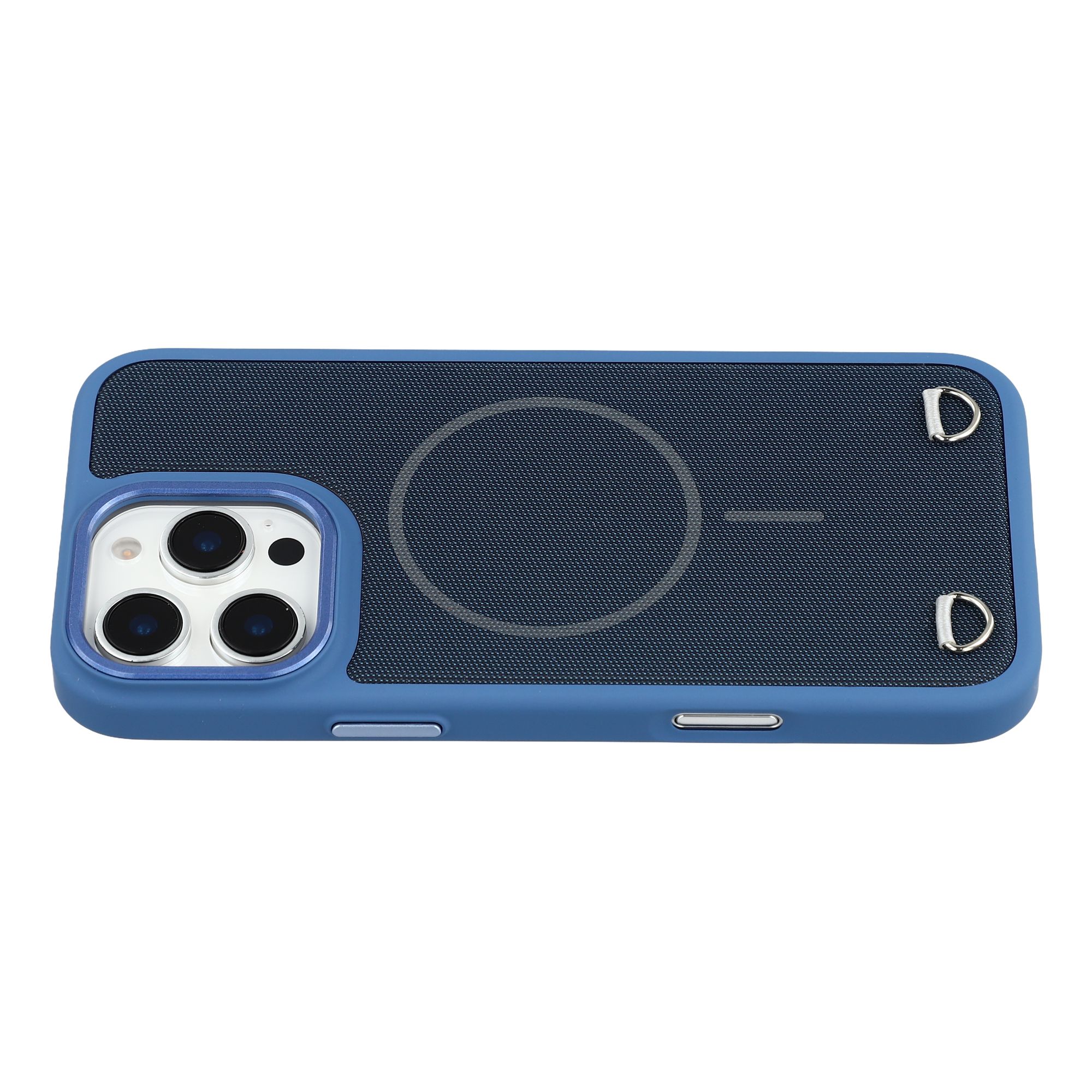 For iPhone 16 Pro Case Compatible with MagSafe Skin Touch Synthetic Leather + PC Phone Back Cover with Card Slot - Blue