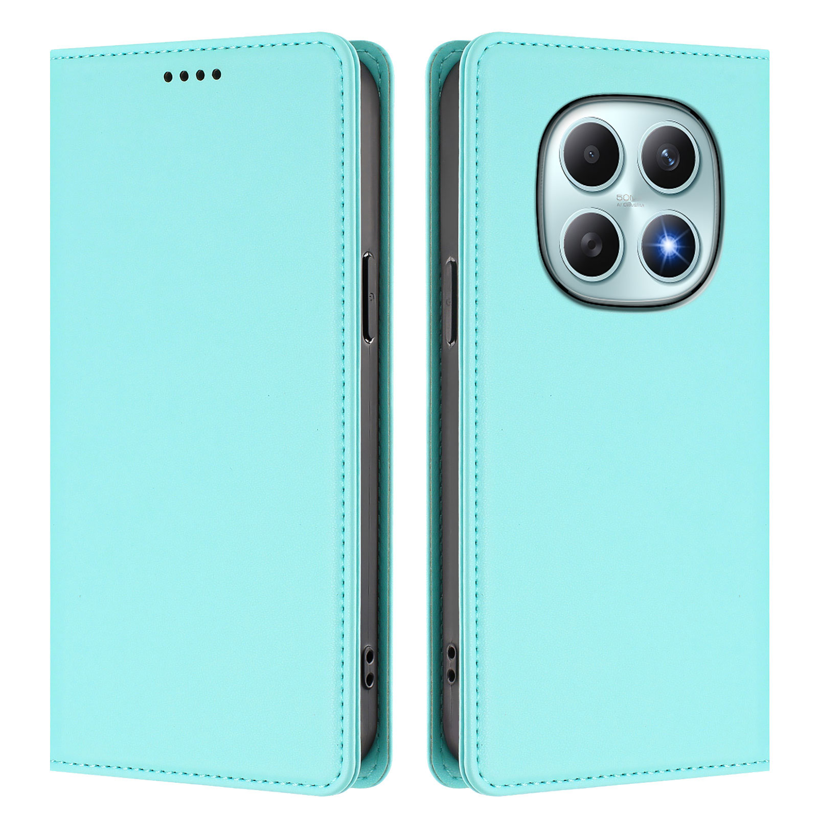For Xiaomi Poco M8 5G / Redmi Note 15 5G (Global) / 15 4G (Global) Leather Wallet Case Magnetic Closure RFID Blocking Phone Cover - Mint Green