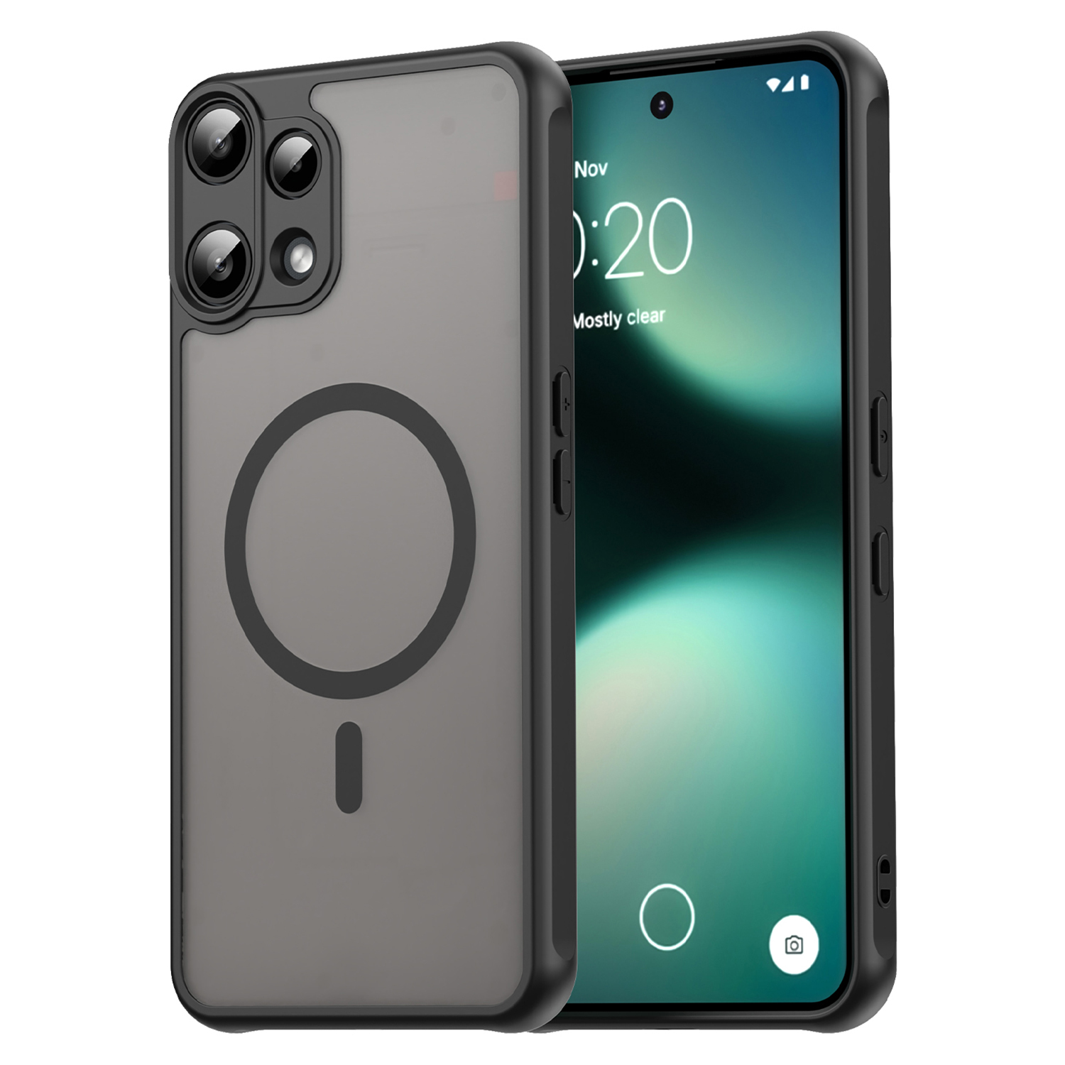 For Nothing Phone (3a) Lite 5G Magnetic Case Anti Drop PC + TPU Phone Cover - Black
