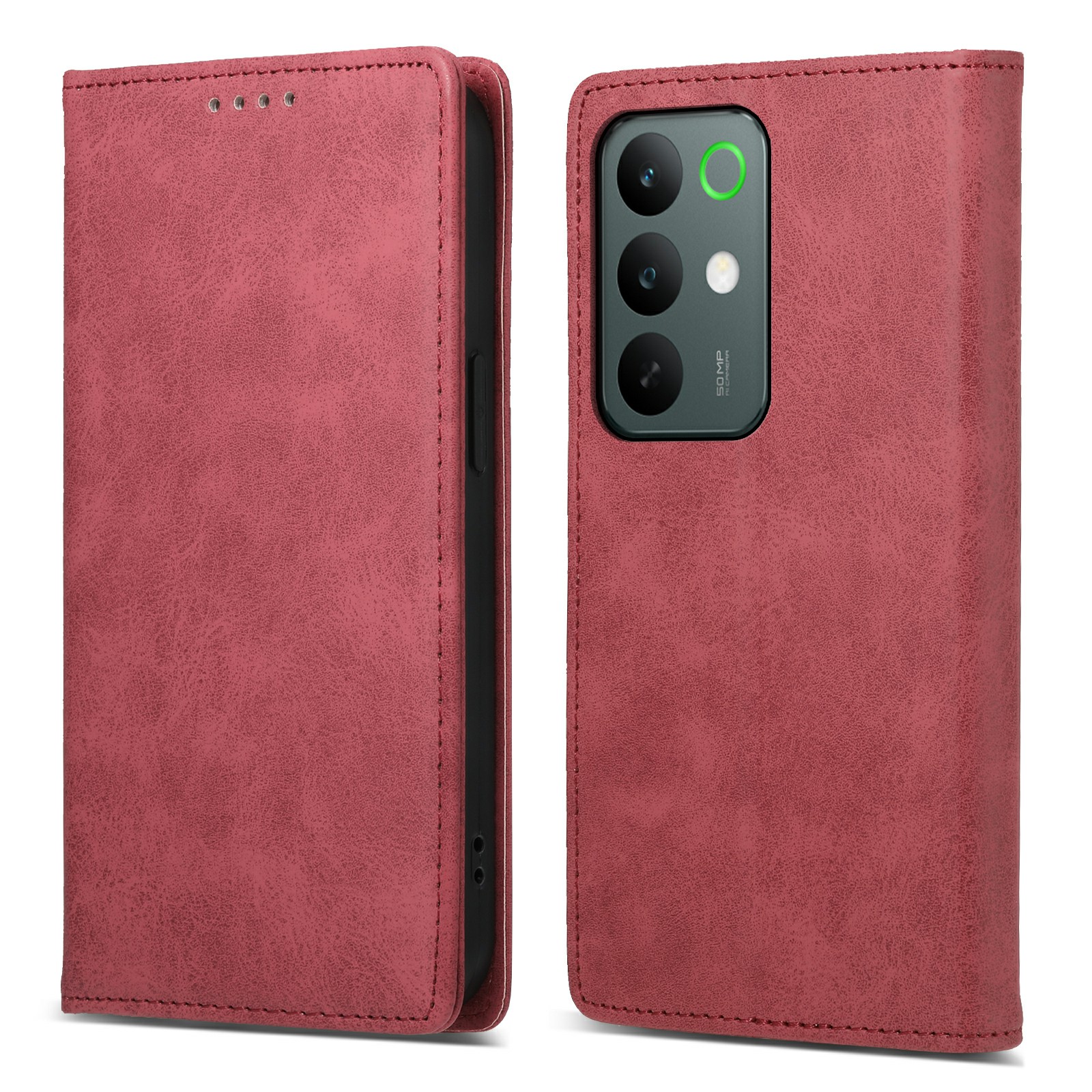 For Realme C85 Pro 4G Wallet Case RFID Blocking PU Leather Phone Cover - Red