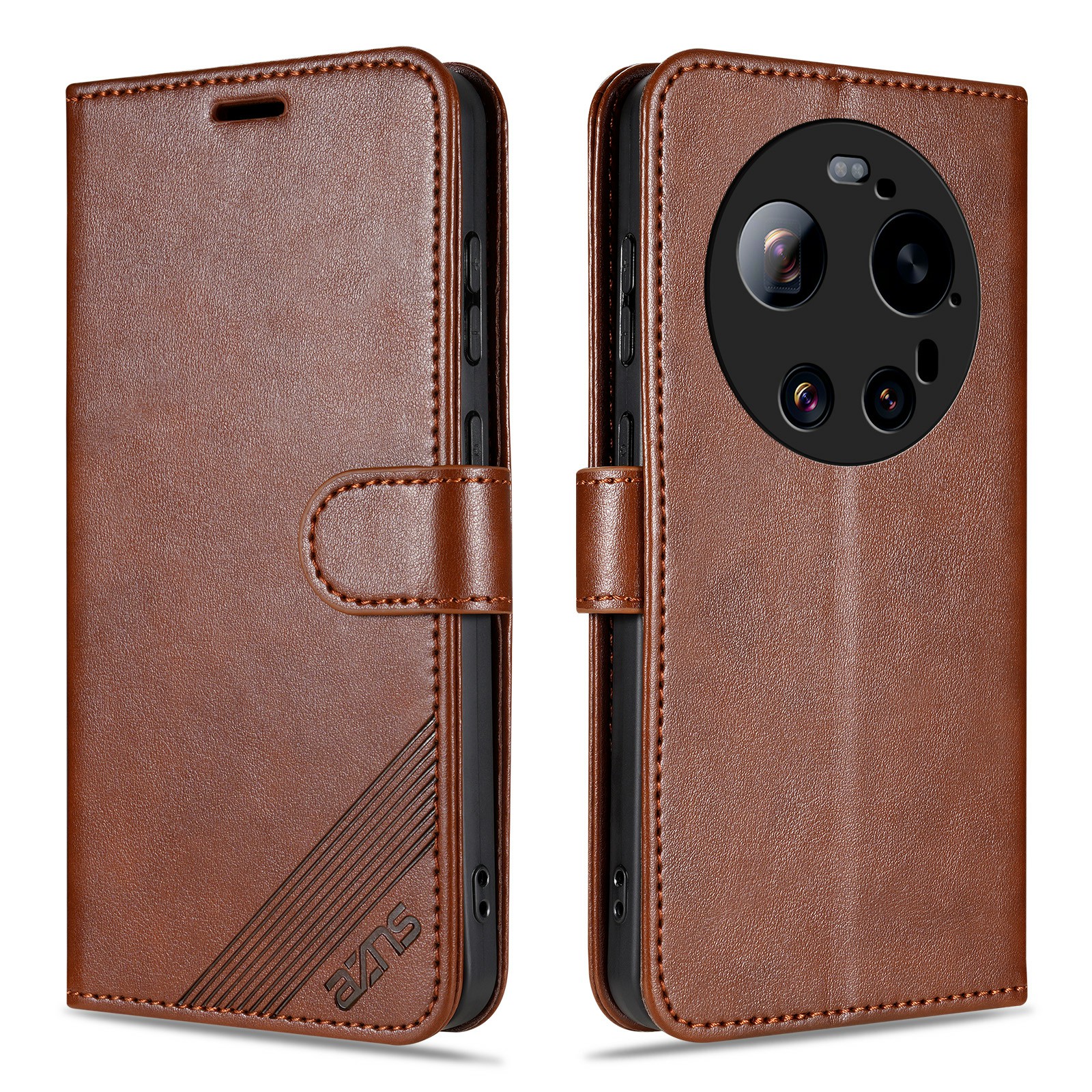 AZNS For Xiaomi 17 Ultra 5G Case Anti-Scratch PU Leather Stand Wallet Phone Cover - Brown