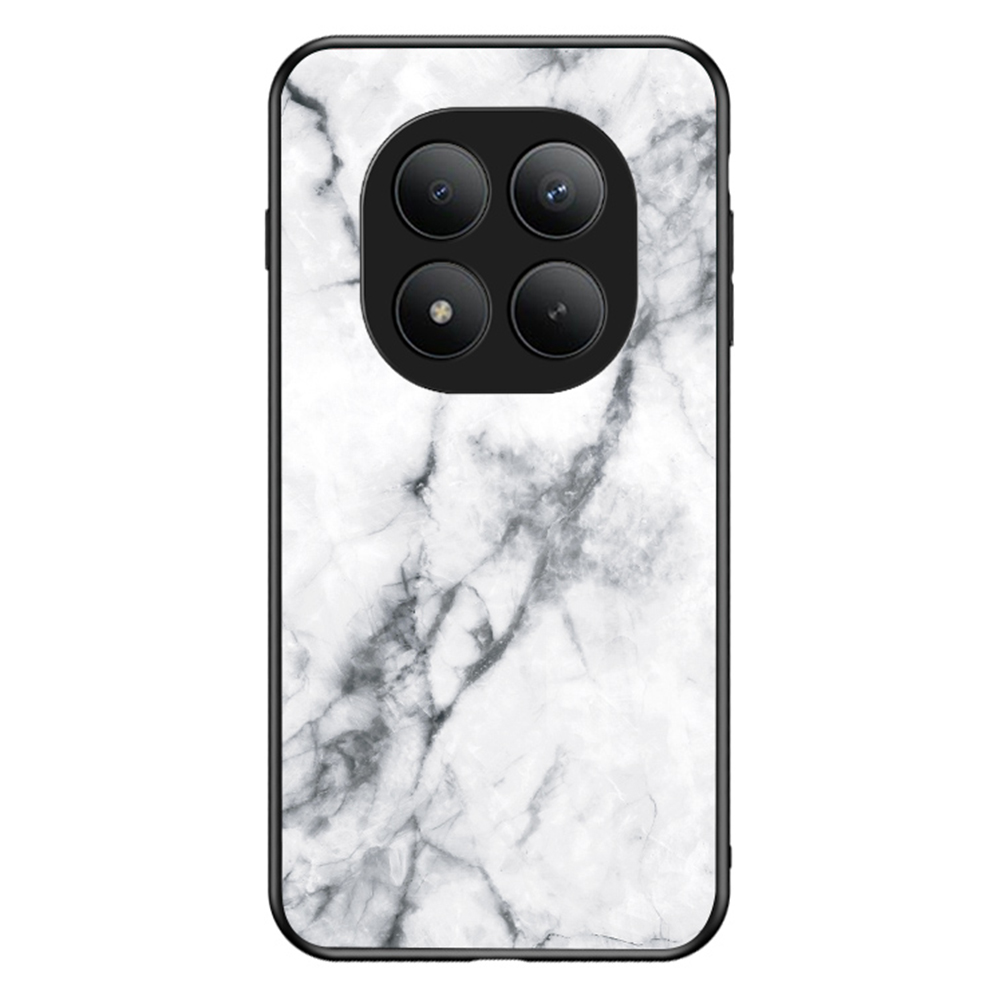For Xiaomi Poco M8 Pro 5G / Redmi Note 15 Pro+ 5G (Global) Case Marble Pattern Tempered Glass + PC + TPU Protective Phone Cover - White Marble
