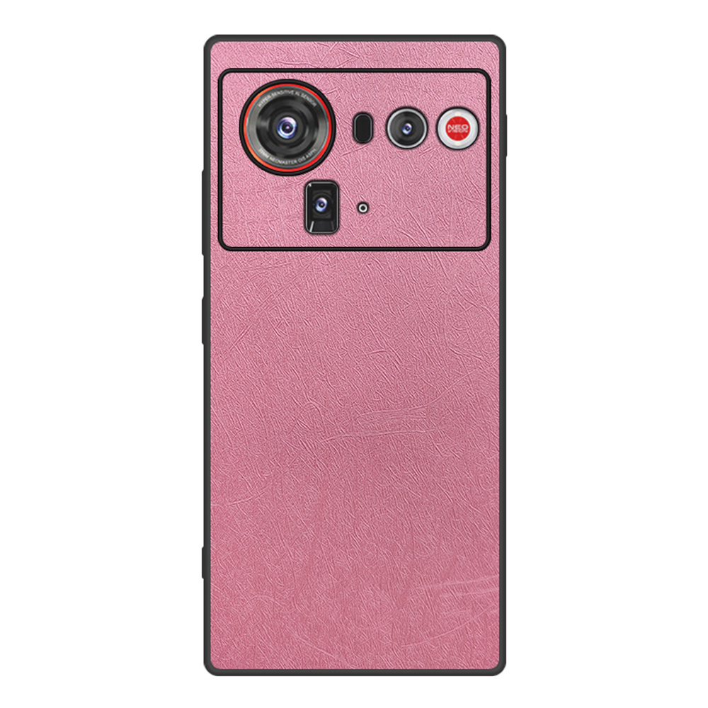 For ZTE nubia Z80 Ultra 5G Case Silk-Textured PU Leather Coated PC TPU Protective Phone Back Cover - Pink