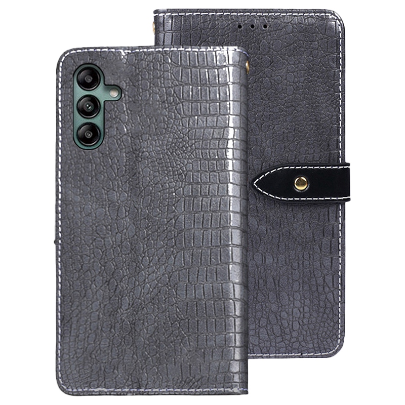 

IDEWEI For Samsung Galaxy A04s 4G (164.7 x 76.7 x 9.1 mm) Crocodile Texture PU Leather Wallet Phone Case Viewing Stand Magnetic Protective Flip Folio Cover - Grey, Galaxy A04s 4G (164.7 x 76.7 x 9.1 mm)