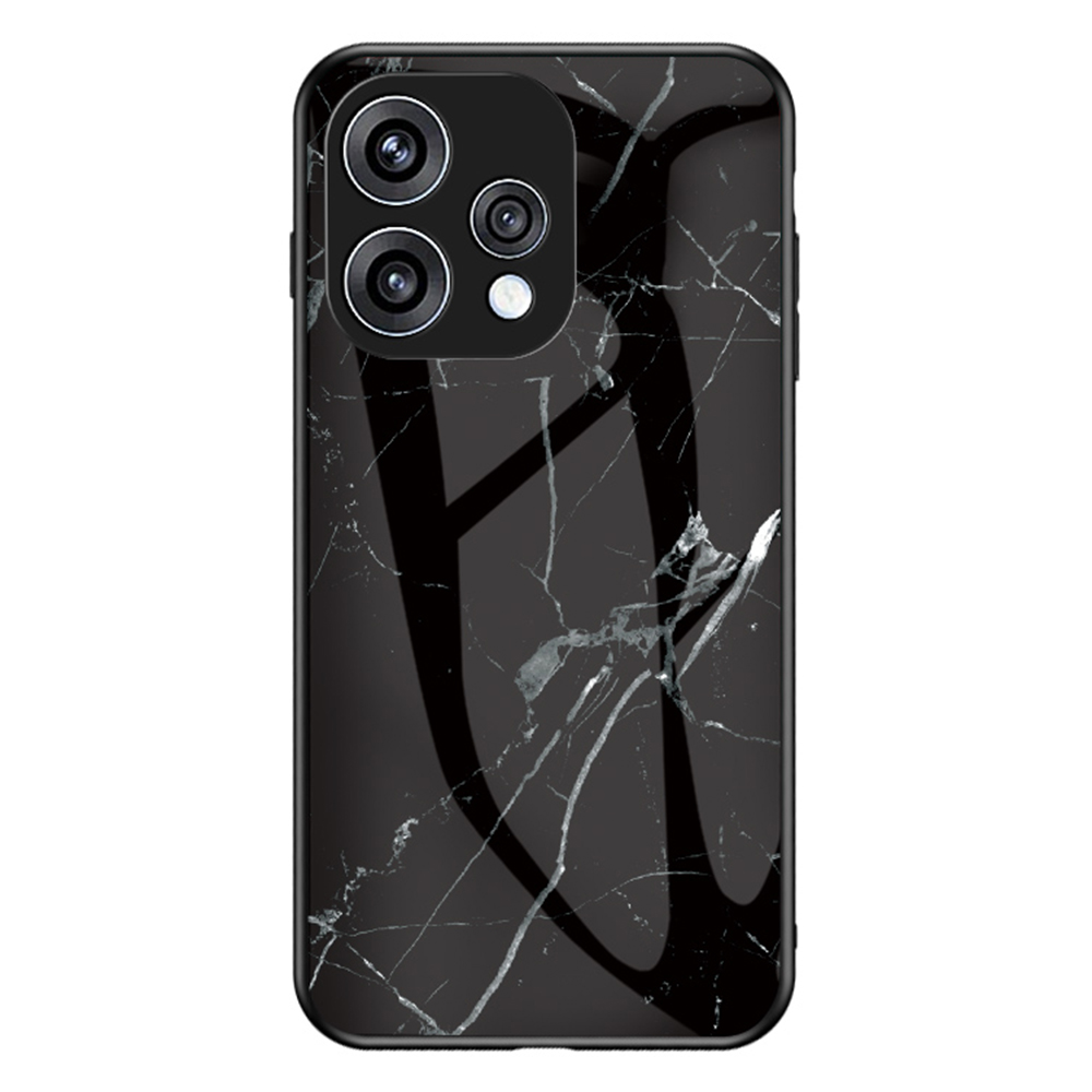 Phone Case For Oppo Reno15 5G (Global)  /  15c 5G (China) Marble Pattern Tempered Glass + PC + TPU Protective Phone Cover - Black Marble
