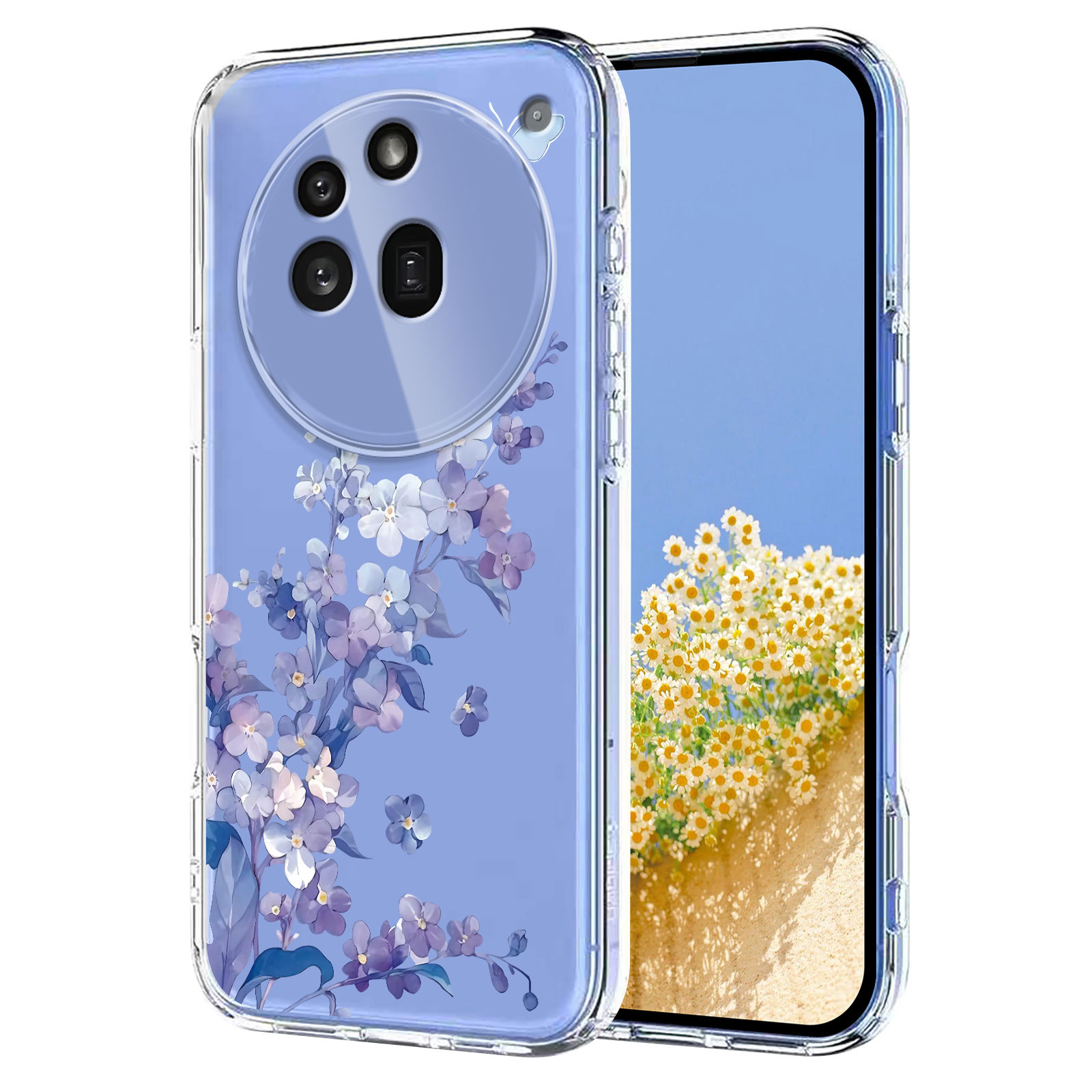 For Nothing Phone (3a) Pro Case Butterfly Floral Pattern Printing TPU Phone Back Cover - Violets