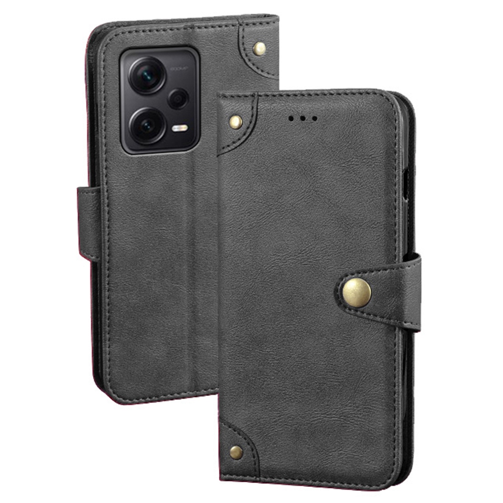

IDEWEI Für Xiaomi Redmi Note 12 Pro+ 5G Drop-sof-telefonhülle Feine Textur Tpu+ pu Leder Flip Wallet Wallet Deckständer - Schwarz, Xiaomi Redmi Note 12 Pro+ 5G