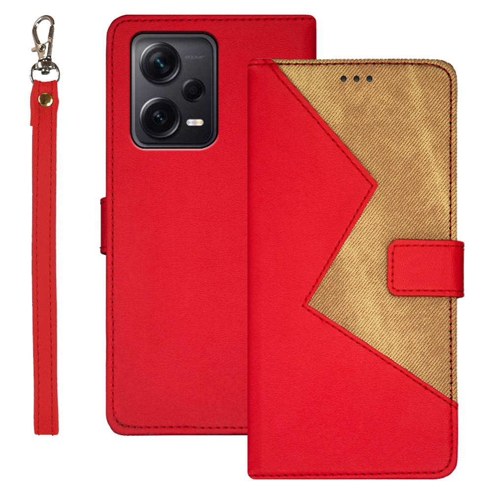

Idewei Für Xiaomi Redmi Anmerkung 12 Pro+ 5G Farbspleiß PU Lederkarten -schlitze Deckständer Magnetische Schließe Flip Phone Hülle - Rot, Xiaomi Redmi Note 12 Pro+ 5G