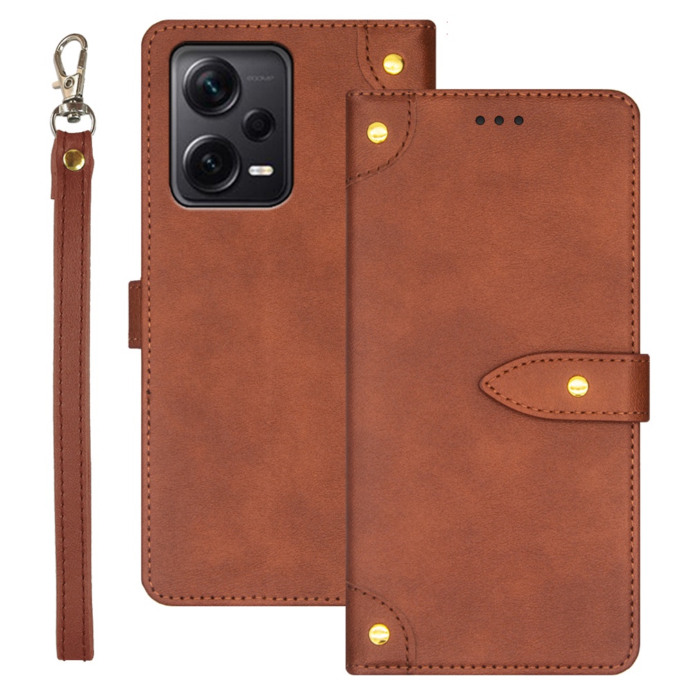 

IDEWEI Für Xiaomi Redmi Note 12 Pro+ 5G Magnetic Clossure Stand Phone Cover Card Slots Halter Flip PU Leder Hülle Telefonbeutel - Braun, Xiaomi Redmi Note 12 Pro+ 5G