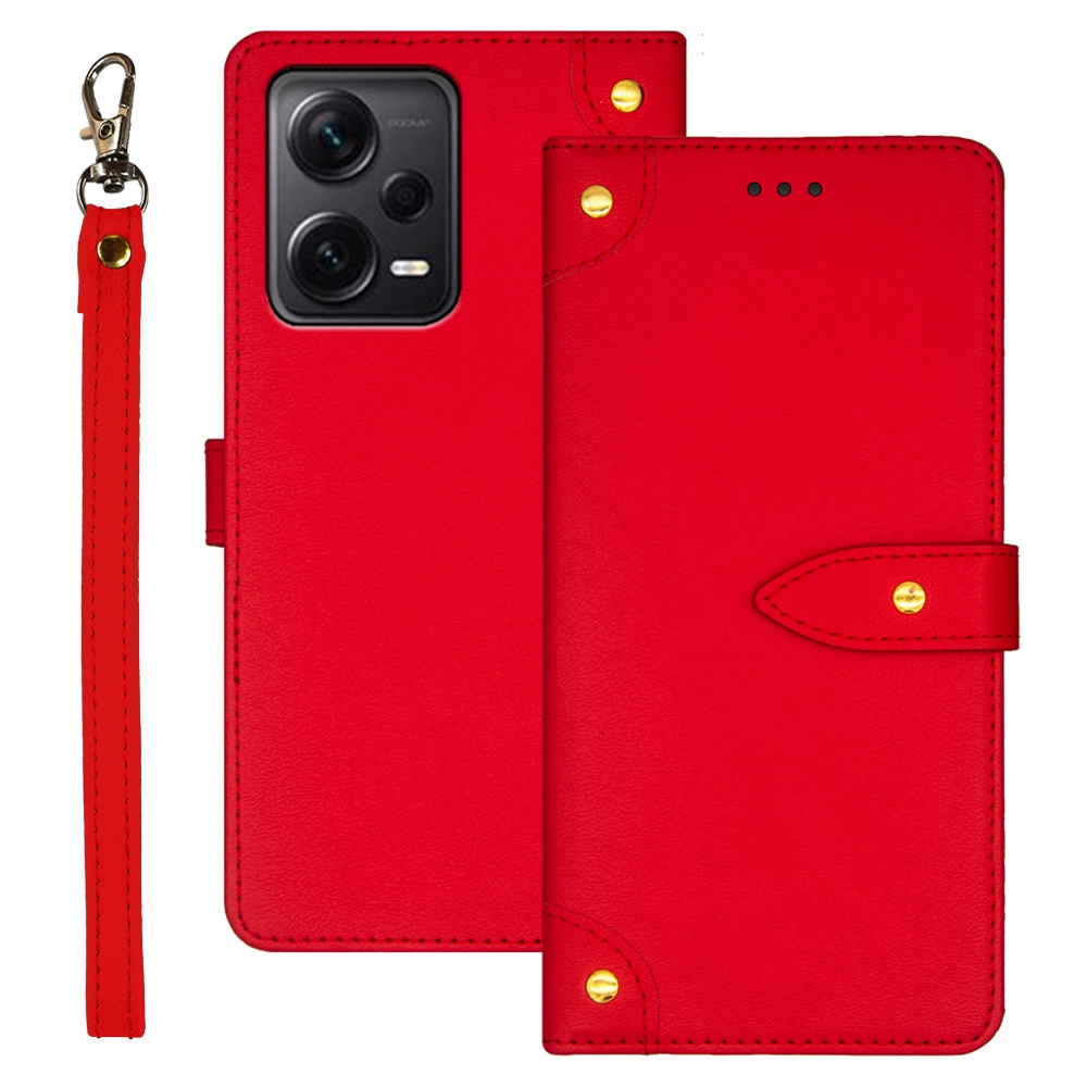 

IDEWEI Für Xiaomi Redmi Note 12 Pro+ 5G Magnetic Clossure Stand Phone Cover Card Slots Halter Flip PU Leder Hülle Telefonbeutel - Rot, Xiaomi Redmi Note 12 Pro+ 5G