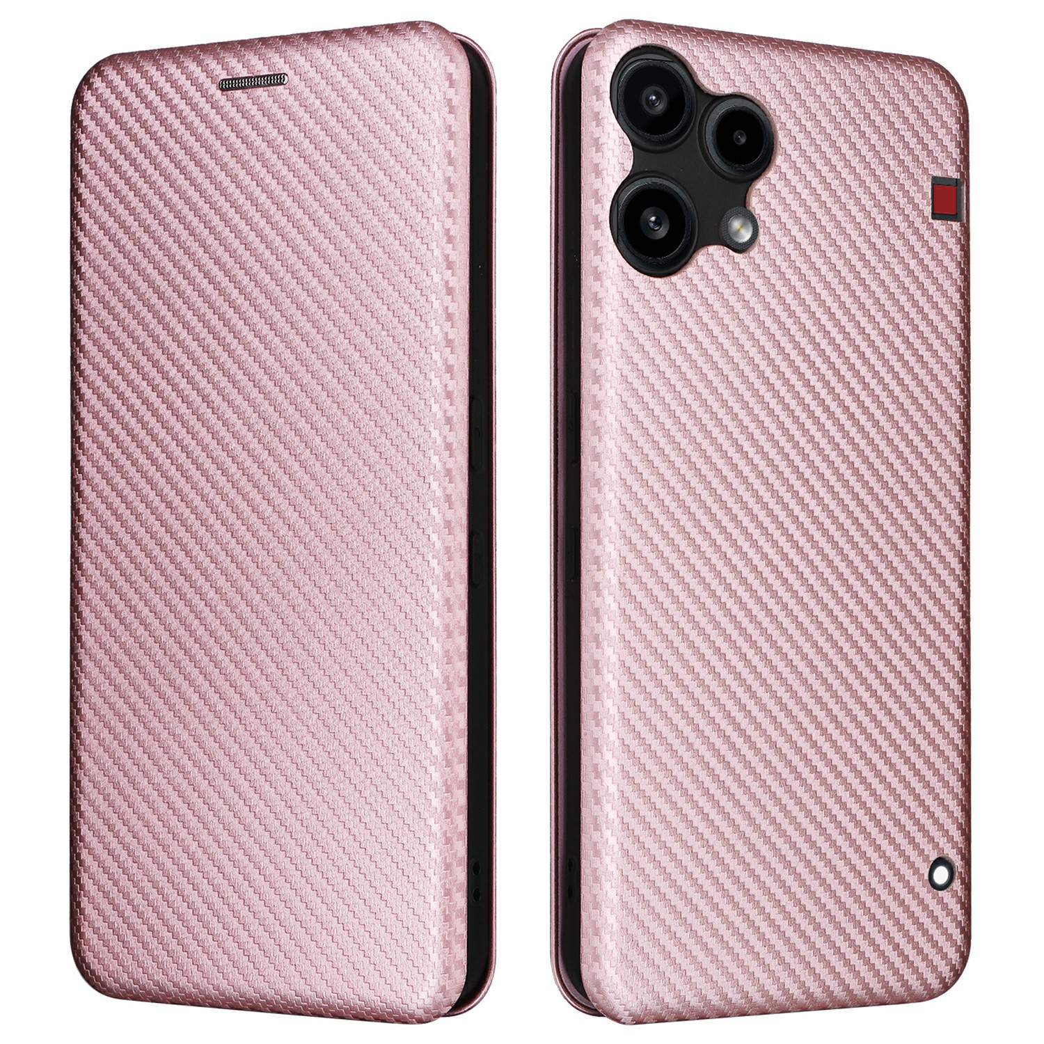For Nothing Phone (3a) Lite 5G Case Carbon Fiber Texture Drop-Proof PU Leather Phone Cover - Rose Gold