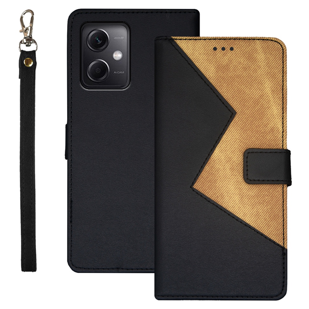

IDEWEI Für Xiaomi Redmi Note 12 5G PU -leder + TPU -kartonhalter -stand Telefonabdeckung Mit Handgurt - Schwarz, Xiaomi Redmi Note 12 5G (India)