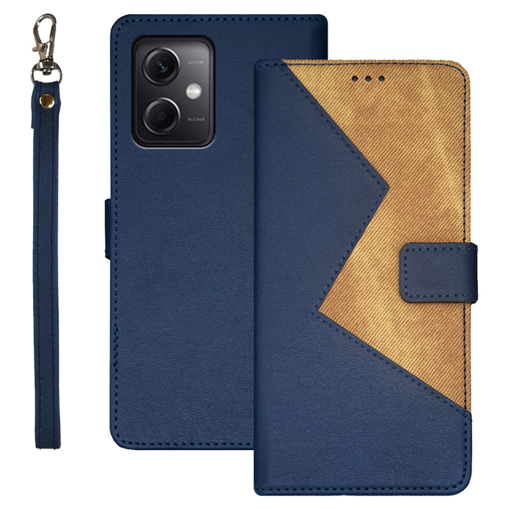 

IDEWEI Für Xiaomi Redmi Note 12 5G PU -leder + TPU -kartonhalter -stand Telefonabdeckung Mit Handgurt - Blau, Xiaomi Redmi Note 12 5G (India)