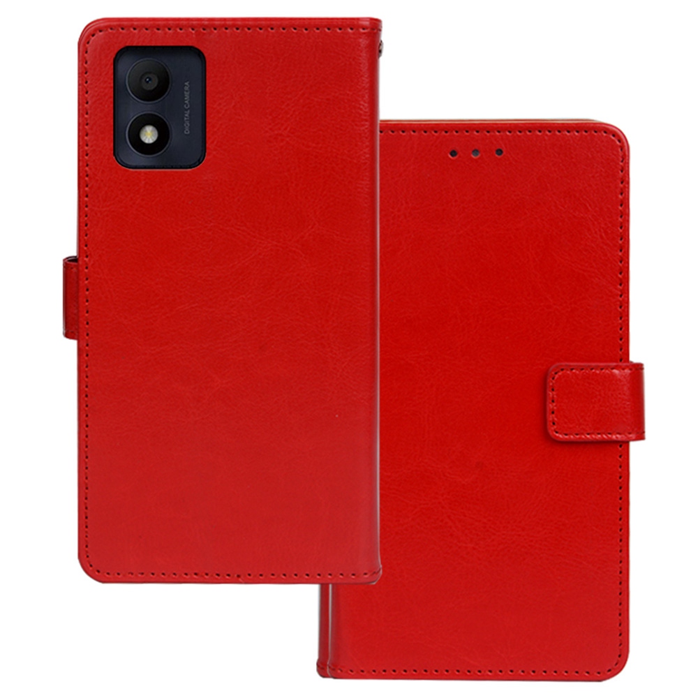 

Idewei Für Alcatel 1B (2022) Crazy Horse Texture Phone Hülle Anti-fall-brieftasche PU Leder-smartphone-abdeckung - Rot, Alcatel 1B (2022)