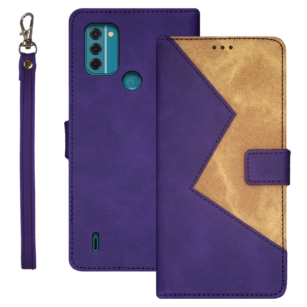 

IDEWEI Für Nokia C31 4G Anti-scratch-spleißen PU Leder-telefonabdeckungskartenhalter Smartphone-hülle Mit Handgurt - Violett, Nokia C31 4G