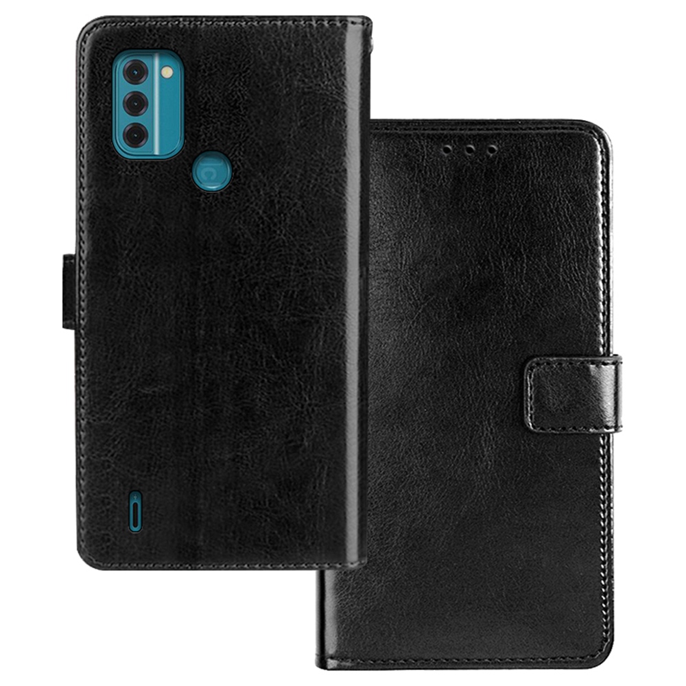 

Idewei Für Nokia C31 4G Crazy Horse Textur Wallet Stand Phone Hülle PU Leder Magnetische Verschlussabdeckung - Schwarz, Nokia C31 4G