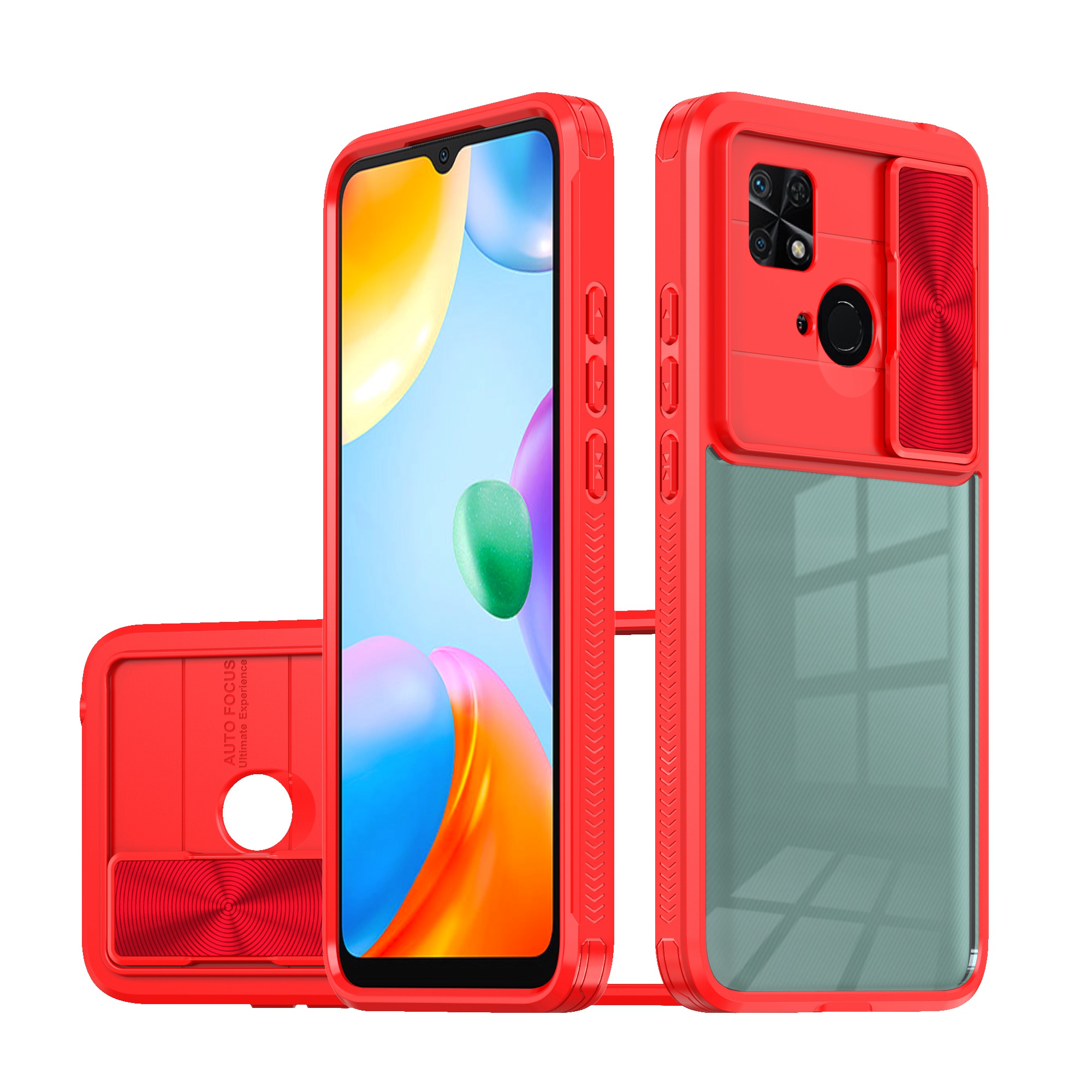 

Crystal Clear Phone Hülle Für Xiaomi Redmi 10C 4G Tpu+pc+acryl+metall Stoßdämpfer Case Camera Slider Deckel Telefonhülle - Rot, Xiaomi Redmi 10C 4G