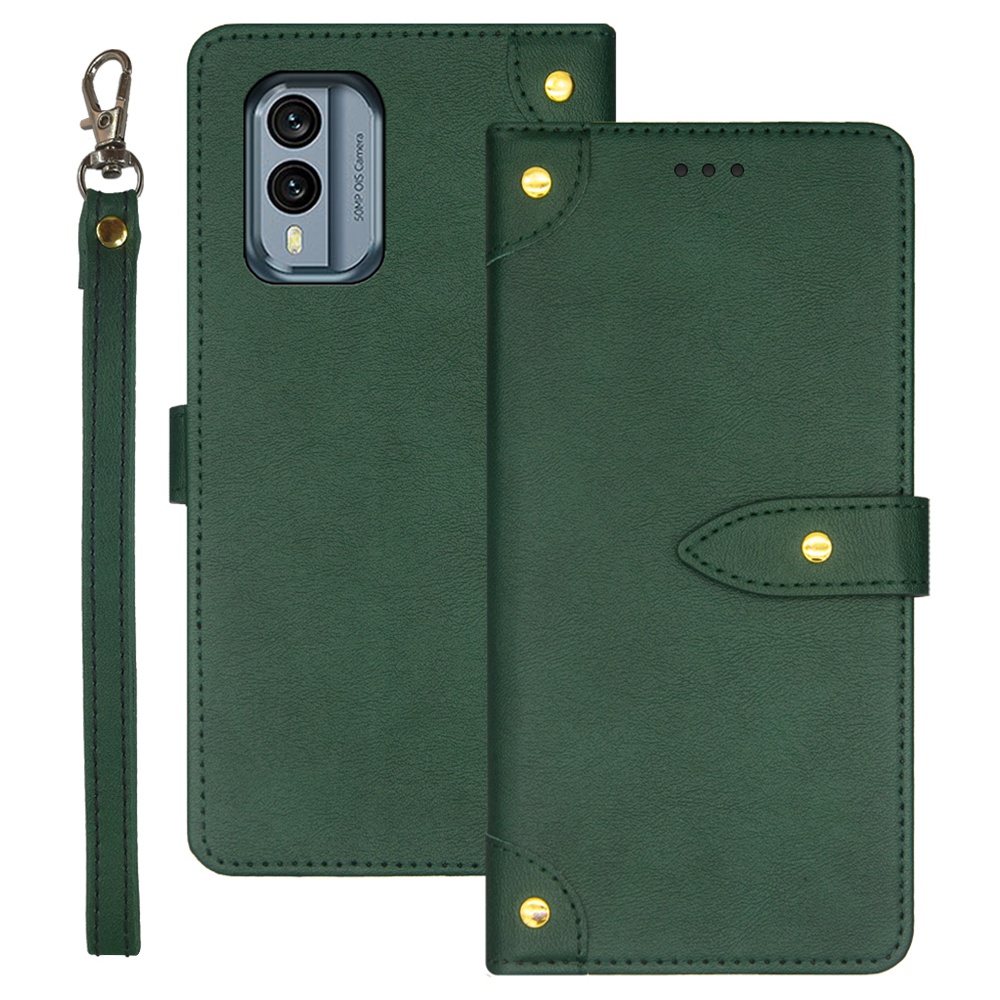 

IDEWEI Für Nokia X30 5G Drop-proof-telefonhülle Feine Textur PU Leder Flip Cover Stand Card Holder - Grün, Nokia X30 5G