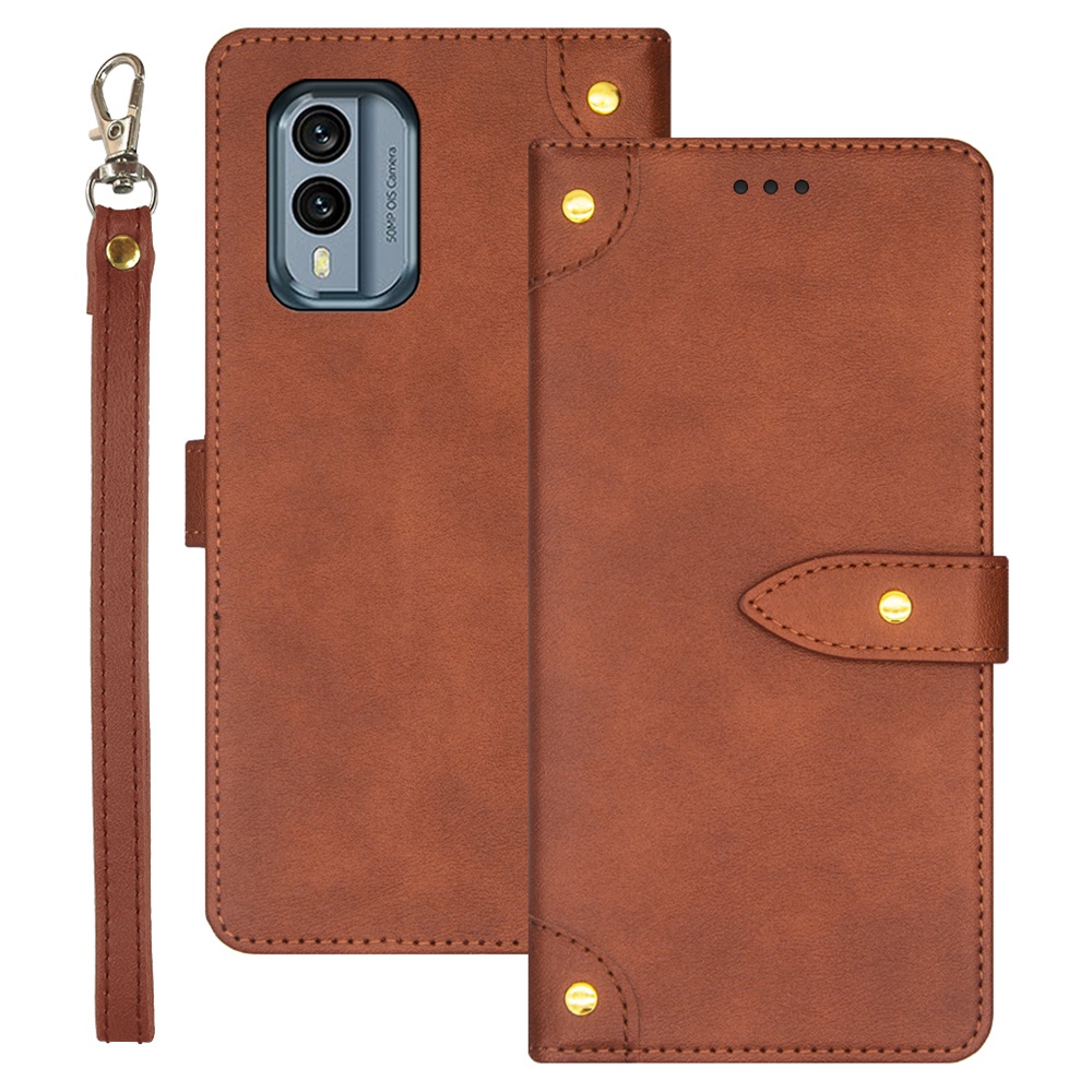 

IDEWEI Für Nokia X30 5G Drop-proof-telefonhülle Feine Textur PU Leder Flip Cover Stand Card Holder - Braun, Nokia X30 5G