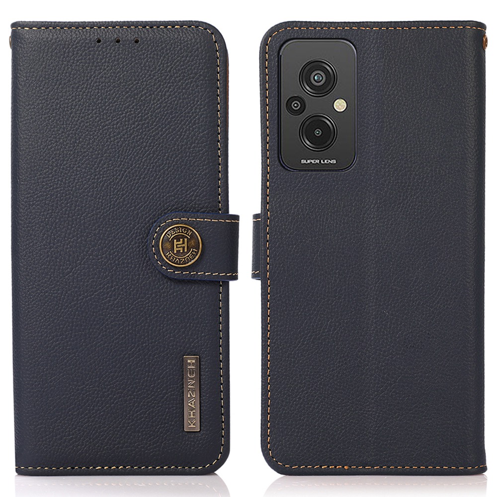 

Khazneh Für Xiaomi Redmi 11 Prime 4G RFID Blockieren Echter Lederflip -brieftaschenabdeckungsabdeckungsabdeckungsabdeckung Schockdes Telefon. - Blau, Xiaomi Redmi 11 Prime 4G
