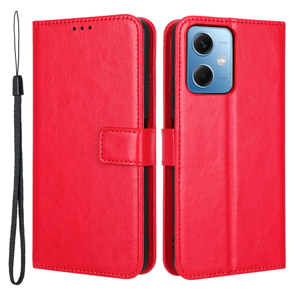 

Für Xiaomi Redmi Note 12 5G Crazy Horse Textur PU Leder Telefon Hülle Buchstil Wallet Stand Drop-proof-mobiltelefonabdeckung - Rot, Xiaomi Redmi Note 12 5G (China)