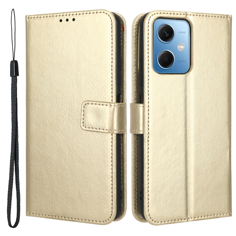 

Für Xiaomi Redmi Note 12 5G Crazy Horse Textur PU Leder Telefon Hülle Buchstil Wallet Stand Drop-proof-mobiltelefonabdeckung - Gold, Xiaomi Redmi Note 12 5G (China)