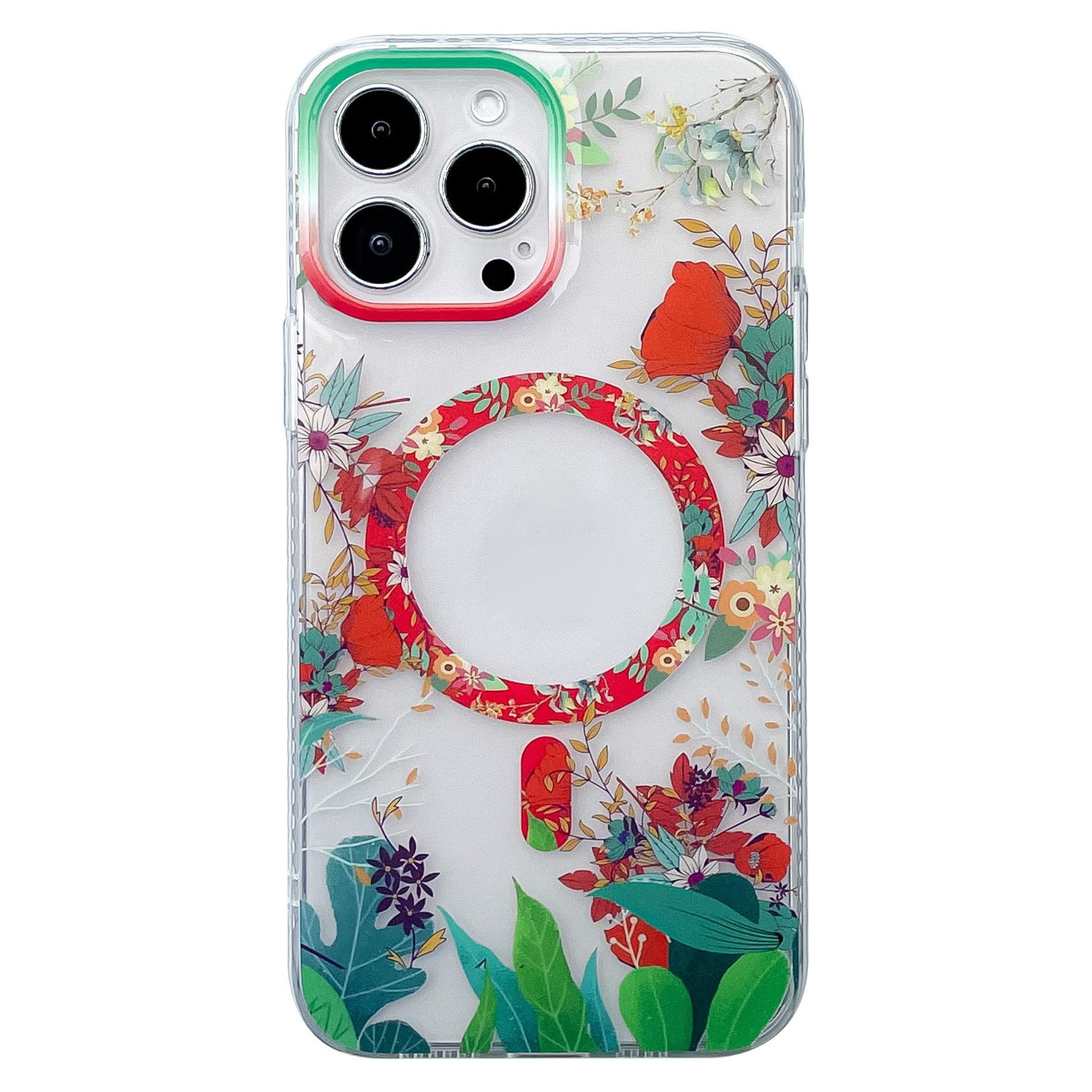 

Shockproof Case for iPhone 14 Pro Phone Case Compatible with Magsafe Soft TPU Case Anti-Drop IMD Flower Pattern Phone Cover - Style D, iPhone 14 Pro