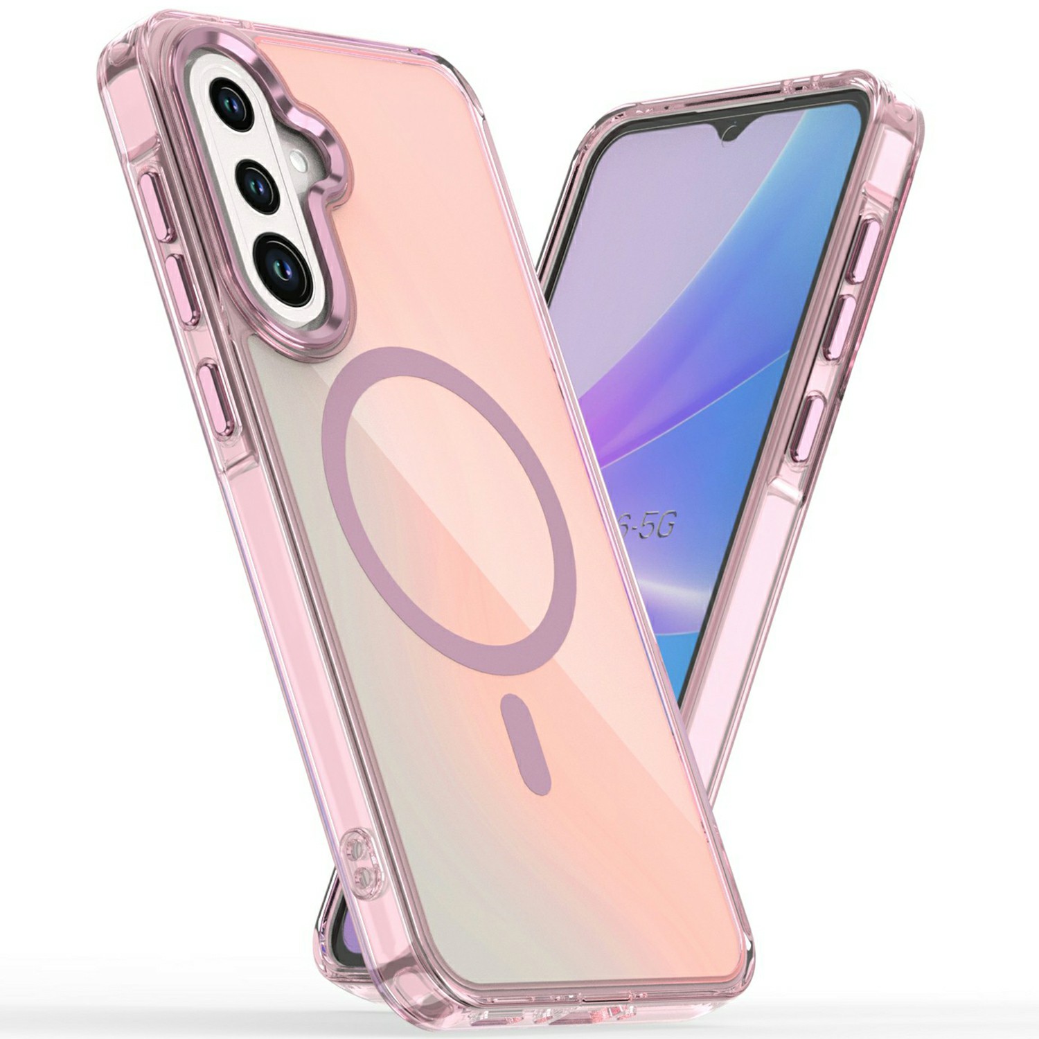 For Samsung Galaxy A37 5G Magnetic Case Cute Fluorescent Design TPU Phone Back Cover - Pink
