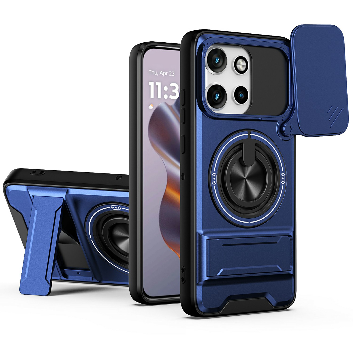 For Motorola Edge 60 Neo 5G / Edge 50 Neo 5G / Moto S50 5G / ThinkPhone 25 5G Magnetic Case Ring Holder Foldable Kickstand TPU PC Phone Cover with Cam