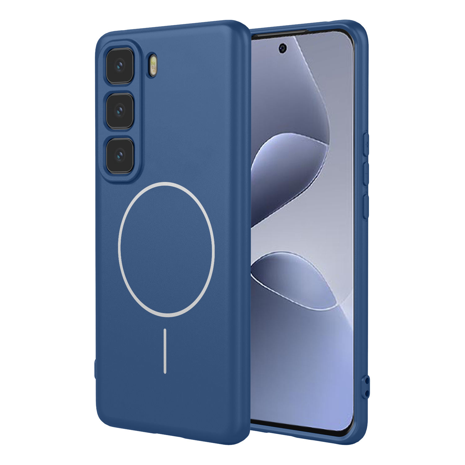 For Infinix Hot 60 Pro+ 4G Magnetic Case Anti Drop Soft TPU Phone Back Cover - Blue