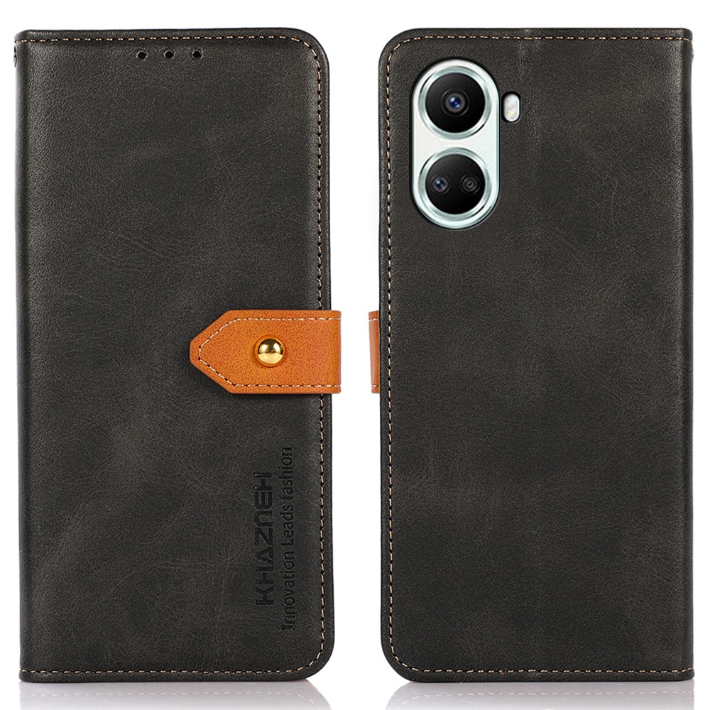

Khazneh Für Huawei Nova 10 SE 4G Koktorhide Textur PU Leder Anti-drogen-telefonhülle Gold Schnalle Folio Flip Telefonabdeckung Mit Stand Wallet - Schwarz, Huawei nova 10 SE 4G