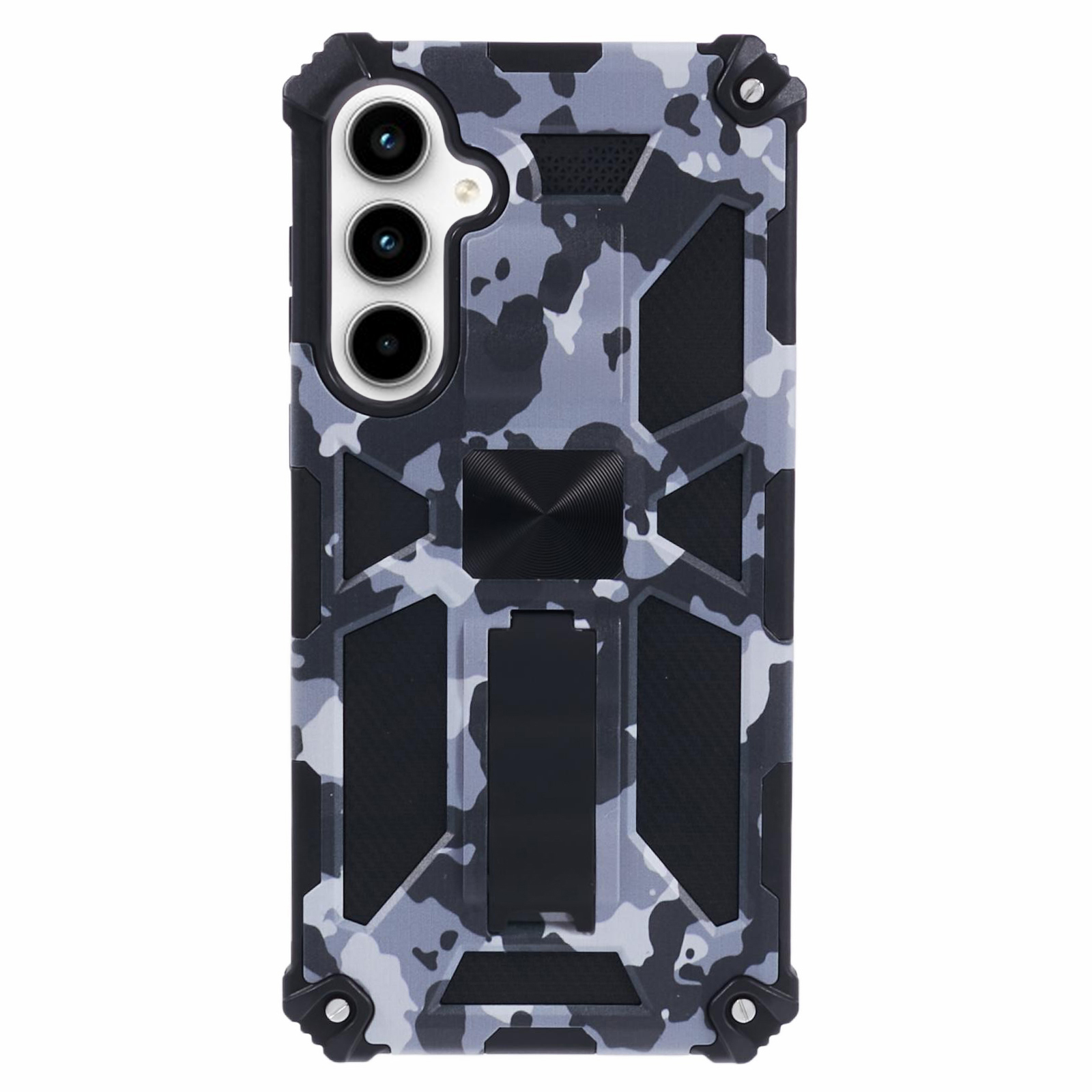 For Samsung Galaxy A37 5G Case Kickstand PC+TPU Camouflage Military Grade Phone Cover - Camouflage Black