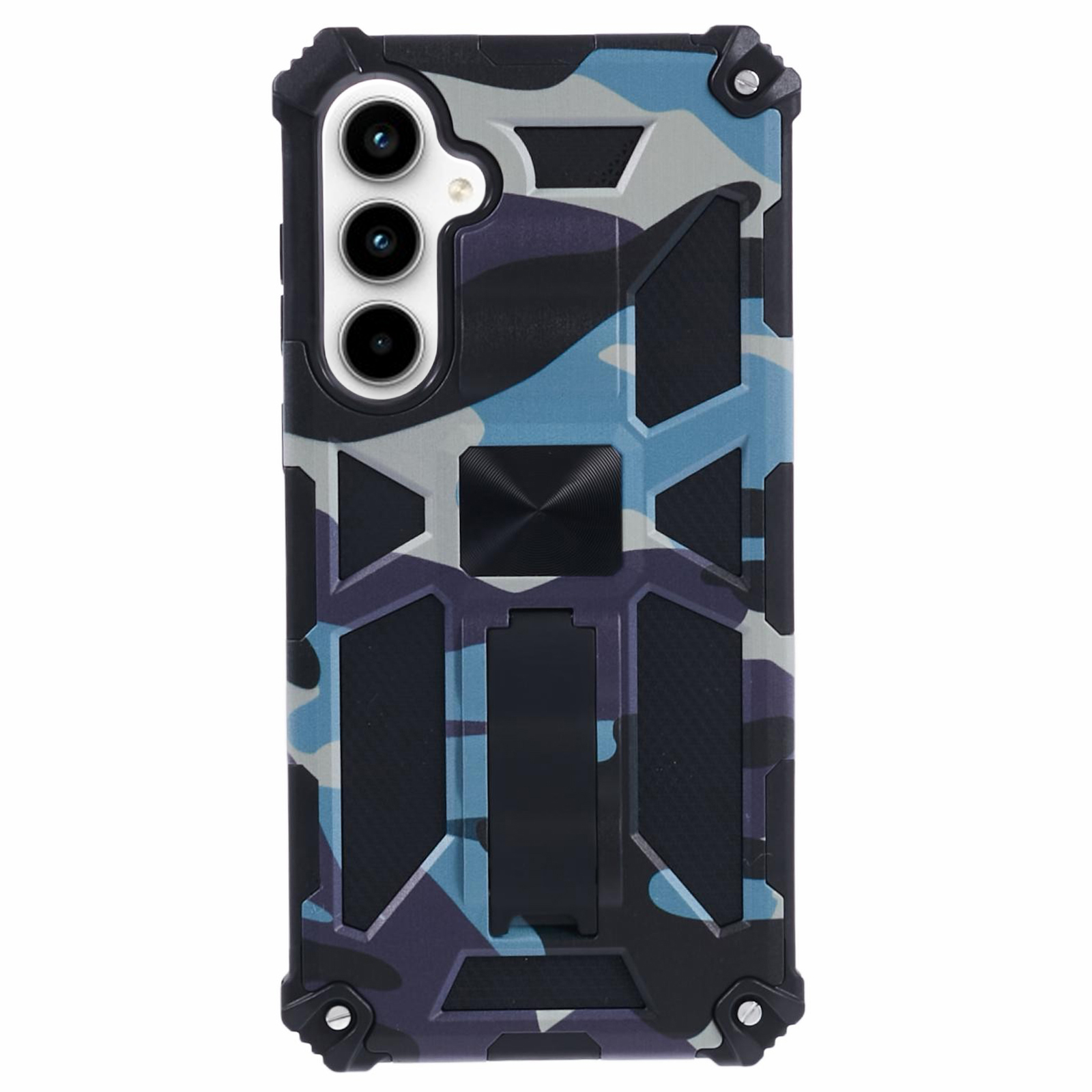 For Samsung Galaxy A57 5G Case Kickstand PC+TPU Camouflage Military Grade Phone Cover - Navy Blue