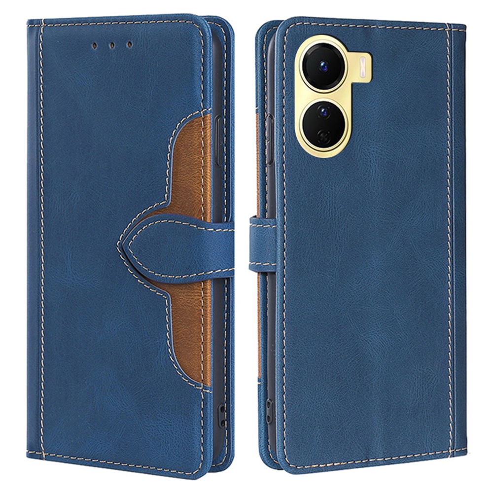 

Für Vivo Y16 4g / Y02s 4G Buchstil Hauttouch PU Leder Schutzhülle Strohhutmuster Stand Telefon Brieftasche Cover - Blau, vivo Y16 4G