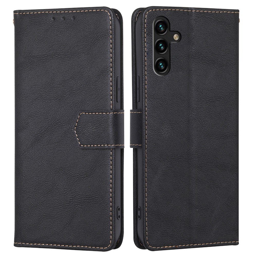 

For Samsung Galaxy A04s 4G (164.7 x 76.7 x 9.1 mm) Cowhide Texture PU Leather Phone Stand Wallet Case RFID Blocking Magnetic Clasp Well-protected Cover - Black, Galaxy A04s 4G (164.7 x 76.7 x 9.1 mm)