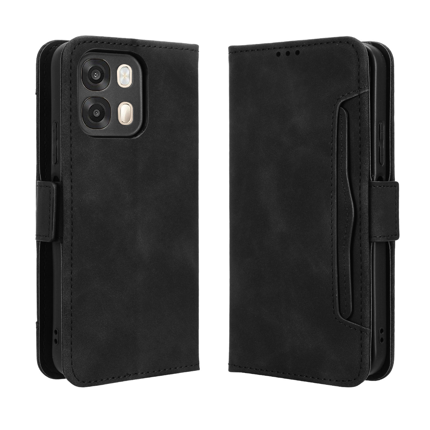 For Oppo A6 4G / A6 5G (Global) / A6s 5G (Global) / A6s 4G (Global) Leather Case Phone Wallet Cover with Multiple Card Slots - Black