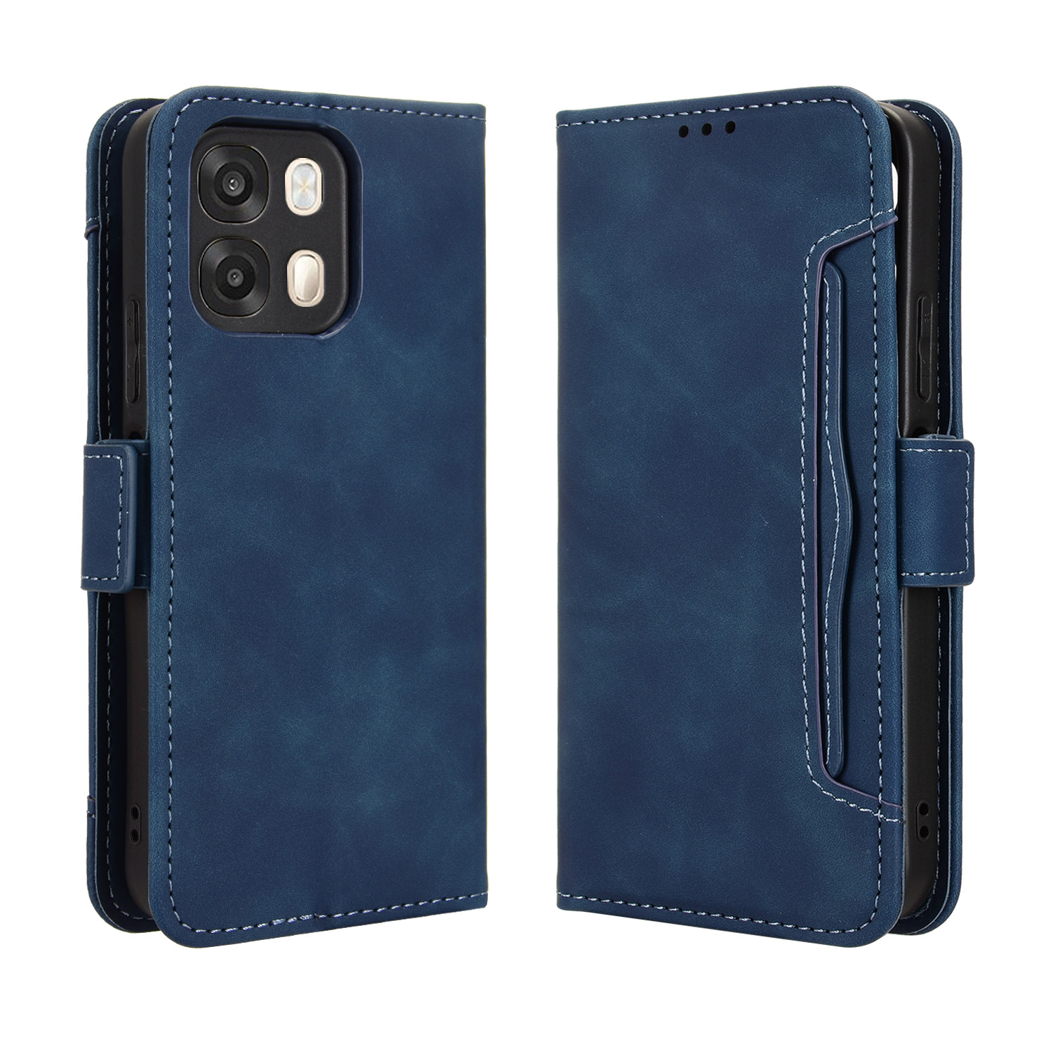 For Oppo A6 4G / A6 5G (Global) / A6s 5G (Global) / A6s 4G (Global) Leather Case Phone Wallet Cover with Multiple Card Slots - Blue
