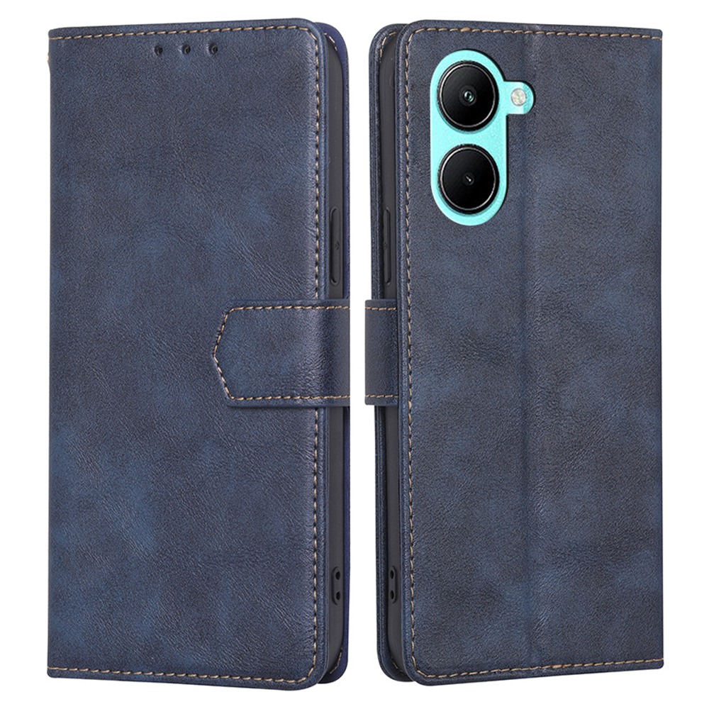 

Für Realme C33 4G Kuhlattentextur PU Leder Faltbarer Stand Wallet Hülle RFID Blockierende Magnetverschluss Schutzabdeckung - Blau, Realme C33 4G