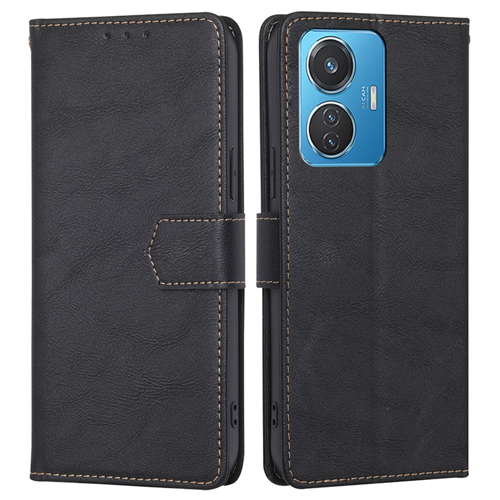 

Für Vivo Y55 4G Kuhlattentextur PU Leder Einstellbarer Stand Wallet Hülle RFID Blockierende Magnetverschluss Schutzabdeckung - Schwarz, vivo Y55 4G