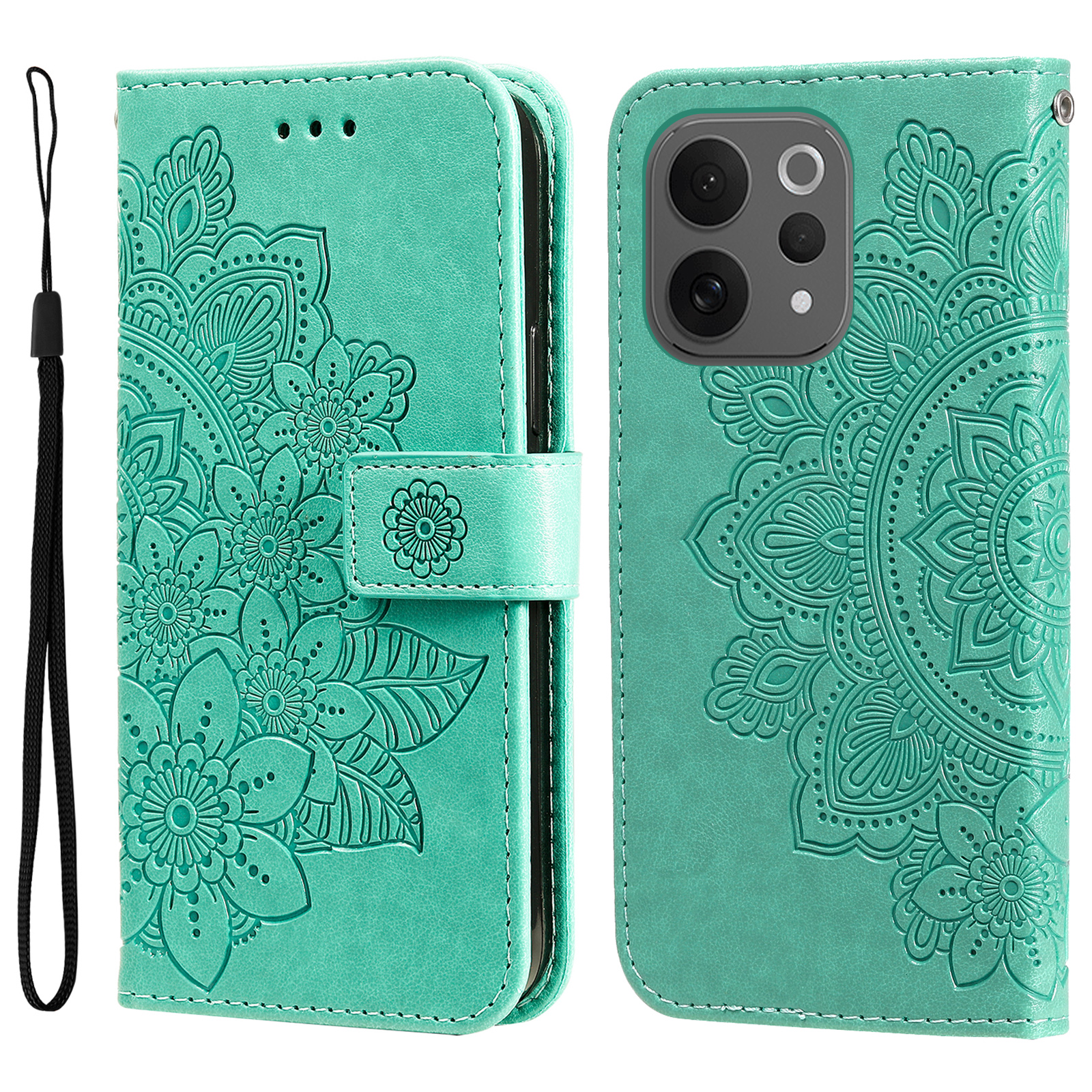For vivo S50 5G / vivo V70 5G Case Floral Pattern PU Leather Wallet Stand Phone Cover - Green
