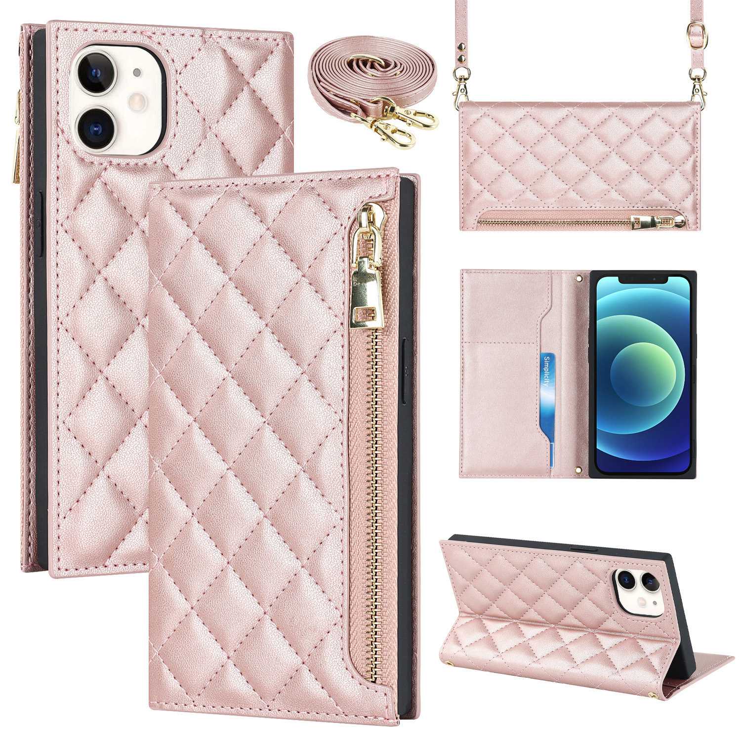 

Anti-drop Phone Cover Для Iphone 12 Pro 6,1 Дюйма / 12 6,1 Дюйма, Ромб, Отпечатанная на Телефона. - Розовое Золото, iPhone 12 Pro