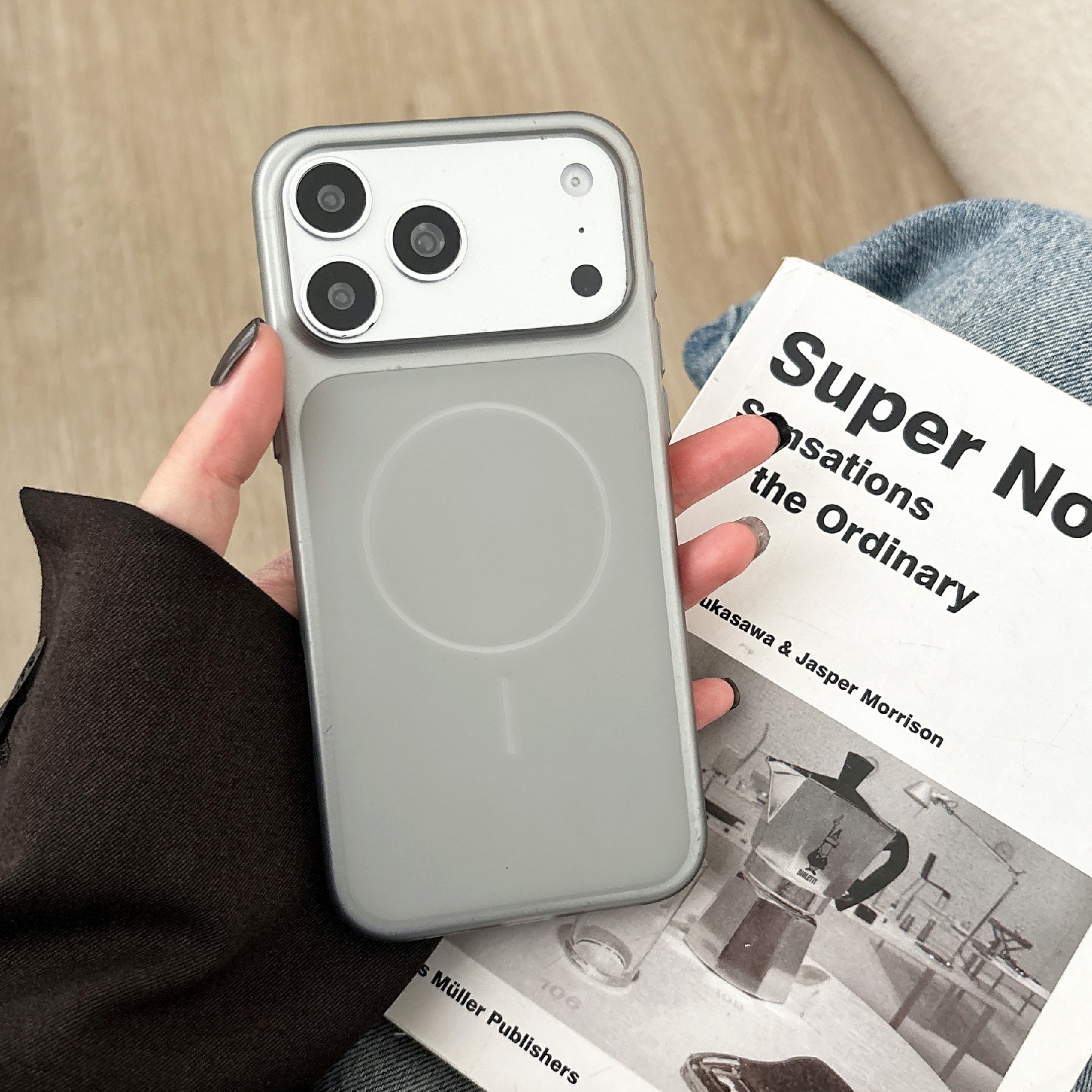 For iPhone 17 Pro Max Magnetic Phone Case Soft Touch Anti Fingerprint PC Shockproof Cover Compatible with MagSafe - Titanium Grey